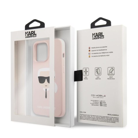 Karl Lagerfeld Liquid Silicone Ikonik Karl`s Head - Etui iPhone 13 Pro (różowy) Karl Lagerfeld Liquid Silicone Ikonik Karl`s Head - Etui iPhone 13 Pro (różowy)