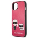 Karl Lagerfeld PU Leather Karl & Choupette Embossed - Etui iPhone 13 Mini (fuksja)