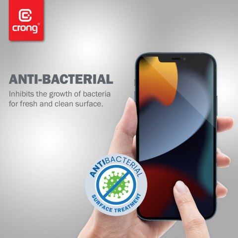 Crong Anti-Bacterial 3D Armour Glass - Szkło hartowane 9H na cały ekran iPhone 13 / iPhone 13 Pro + ramka instalacyjna Crong Anti-Bacterial 3D Armour Glass - Szkło hartowane 9H na cały ekran iPhone 13 / iPhone 13 Pro + ramka instalacyjna