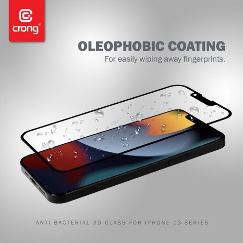 Crong Anti-Bacterial 3D Armour Glass - Szkło hartowane 9H na cały ekran iPhone 13 / iPhone 13 Pro + ramka instalacyjna Crong Anti-Bacterial 3D Armour Glass - Szkło hartowane 9H na cały ekran iPhone 13 / iPhone 13 Pro + ramka instalacyjna