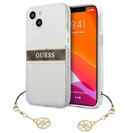 Guess 4G Stripe Brown Charm - Etui iPhone 13 mini (przezroczysty)