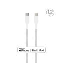 PURO Fabric Ultra Strong - Kabel w oplocie heavy duty USB-C/Lightning MFi 1,2m (biały)