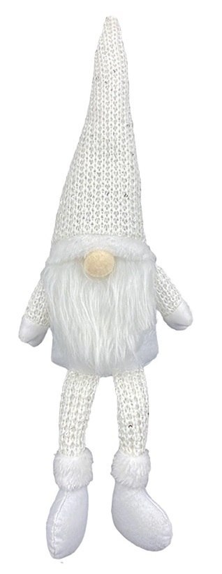 Krasnal skrzat świąteczny z brodą biały 46cm Krasnal skrzat świąteczny z brodą biały 46cm