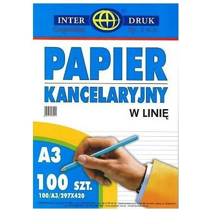 PAPIER KANCELARYJNY A3 = 100 ARKUSZY