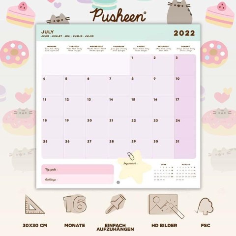 Pusheen - Kalendarz ścienny 30 x 30 cm 2022 z kolekcji Foodie Pusheen - Kalendarz ścienny 30 x 30 cm 2022 z kolekcji Foodie