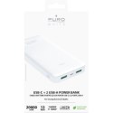 PURO White Fast Charger Power Bank - Power bank dla smartfonów i tabletów 20000 mAh, 2xUSB-A + 1xUSB-C (biały)