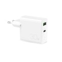 PURO Mini Fast Travel Charger - Ładowarka sieciowa USB-A + USB-C Power Delivery 30W (biały)