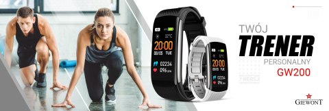 Smartband Giewont Czarny GW200-2 + Pasek Biały Smartband Giewont Czarny GW200-2 + Pasek Biały