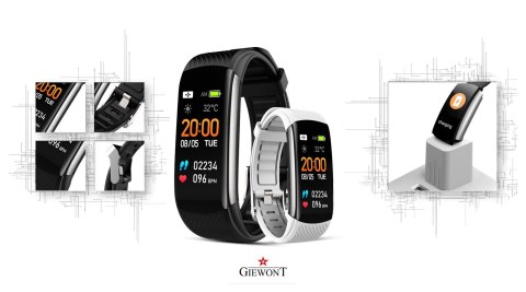 Smartband Giewont Czarny GW200-2 + Pasek Biały Smartband Giewont Czarny GW200-2 + Pasek Biały
