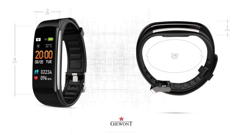 Smartband Giewont Czarny GW200-2 + Pasek Biały Smartband Giewont Czarny GW200-2 + Pasek Biały