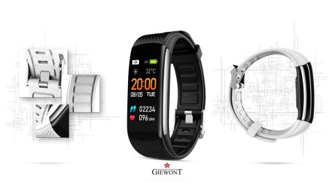 Smartband Giewont Czarny GW200-2 + Pasek Biały Smartband Giewont Czarny GW200-2 + Pasek Biały